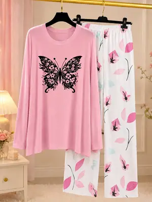 2 Pcs Women's Stitched Jersey Printed Night Suit – Soft & Comfortable Home Wear Sleepwear Set - Image 10