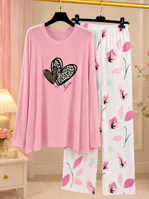 2 Pcs Women's Stitched Jersey Printed Night Suit – Soft & Comfortable Home Wear Sleepwear Set - Image 4