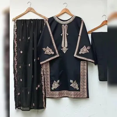 Embroidered 3Pc Kurta Set with Dupatta for Women – Stitched Traditional Ethnic Wear