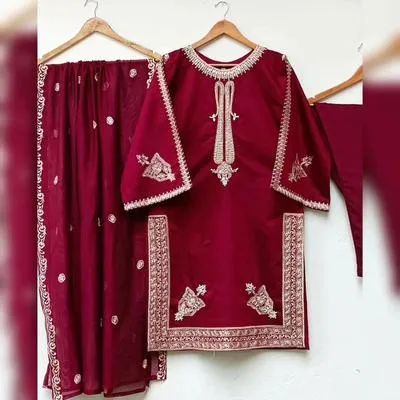 Embroidered 3Pc Kurta Set with Dupatta for Women – Stitched Traditional Ethnic Wear - Image 2