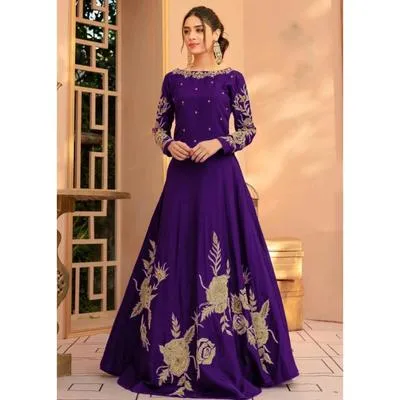 Purple Shamoz Silk Maxi Suit for Women – Premium Unstitched 3 Piece Eid & Wedding Dress