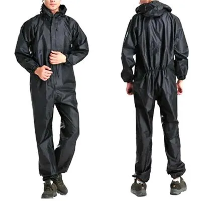 Waterproof Men's Rain Suit Black Full Body – Lightweight Hooded Rainwear for Outdoor Protection - Image 3
