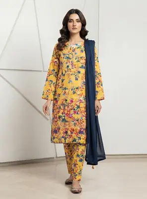 3Pcs Women's Stitched Lawn Printed Suit with Embroidery – Ready-to-Wear Traditional Dress - Image 2