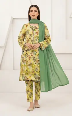 3Pcs Women's Stitched Lawn Printed Suit with Embroidery – Ready-to-Wear Traditional Dress - Image 3