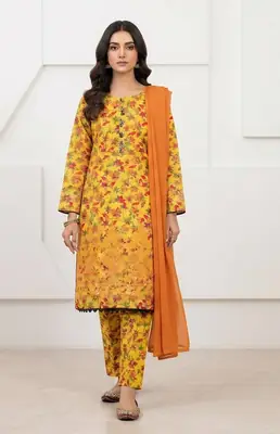 3Pcs Women's Stitched Lawn Printed Suit with Embroidery – Ready-to-Wear Traditional Dress - Image 5
