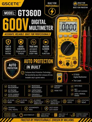 Unity GSCETE GT360D Digital Multimeter – High-Precision Handheld Electrical Testing Meter - Image 2