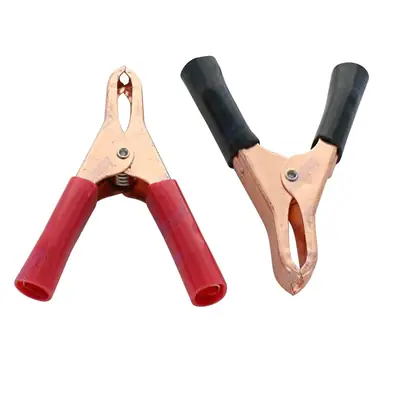 Unity Battery Clamps, 30 AMP, Copper Clad Insulated Battery Clips, Color Code, Red & Black Jacketed Handle - Image 2