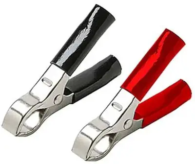 Unity Battery Clamps, 30 AMP, Copper Clad Insulated Battery Clips, Color Code, Red & Black Jacketed Handle - Image 3