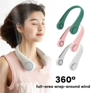 U-Shaped Neck Fan Black ABS – Lightweight Portable Hands-Free Personal Cooling Fan