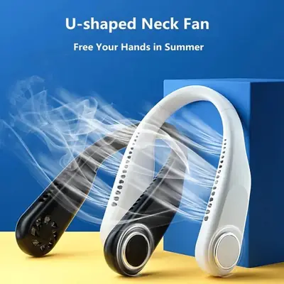 U-Shaped Neck Fan Black ABS – Lightweight Portable Hands-Free Personal Cooling Fan - Image 3