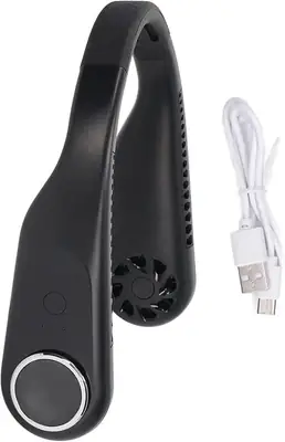 U-Shaped Neck Fan Black ABS – Lightweight Portable Hands-Free Personal Cooling Fan - Image 7