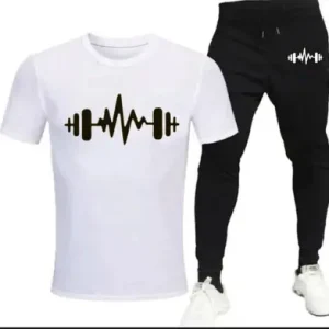2 Pcs Men's Cotton Printed Track Suit – Stylish Casual Sportswear Set