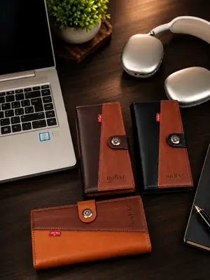 Premium Men's Snap Long Wallet – Stylish Leather Organizer with Multiple Card Slots & Secure Snap Closure | Dark Brown & Light Brown - Image 2