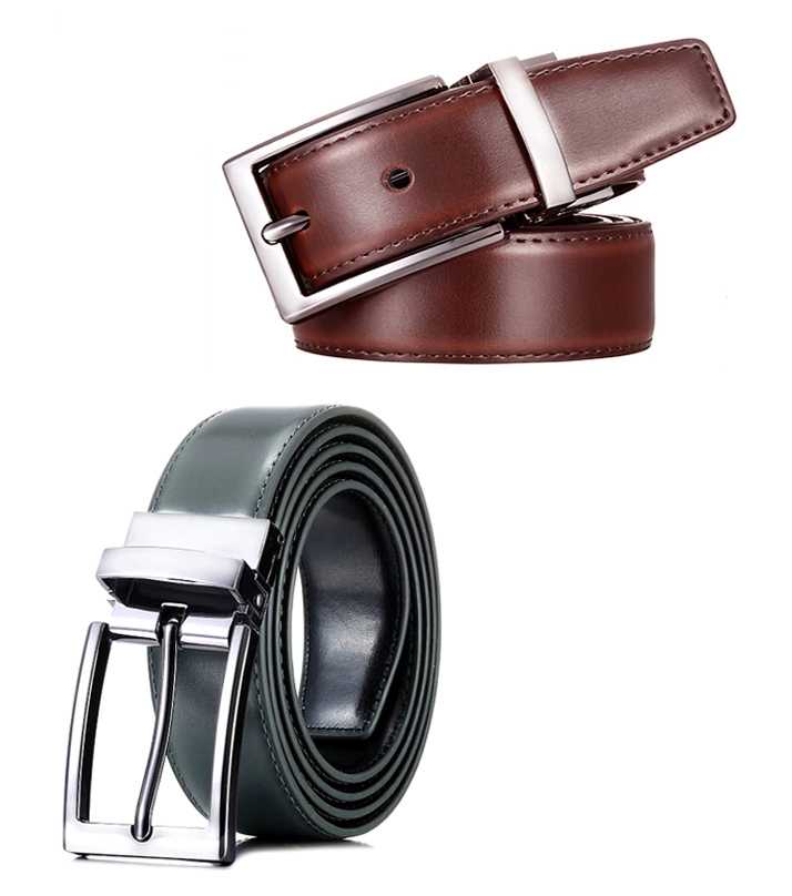 Black & Brown Double Sided Leather Belt - Image 3