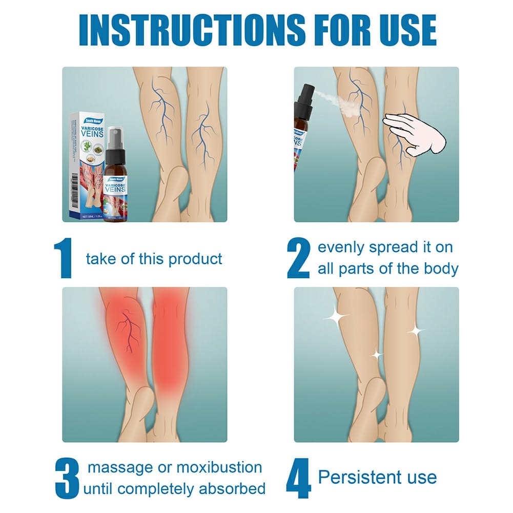 South Moon Varicose Veins Treatment Spray – 30ml Advanced Formula for Spider Veins, Leg Pain & Swelling Relief | Natural Herbal Spray for Better Circulation - Image 4