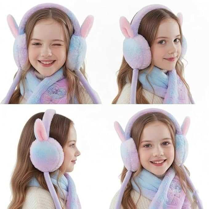 Cute Rabbit Earmuffs for Girls – Soft Plush Winter Ear Warmers with Comfortable Adjustable Headband - Image 3