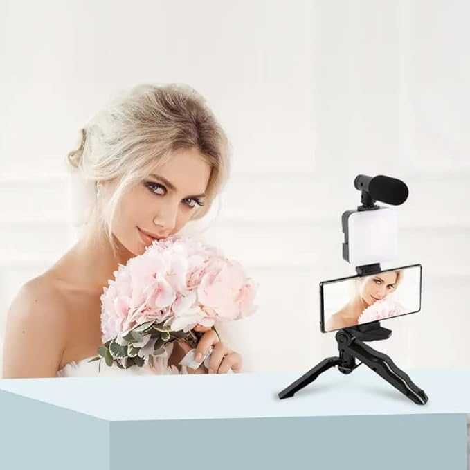 Handy Vlogging Kit – All-in-One Video Making Set with Mic, LED Light & Remote Control