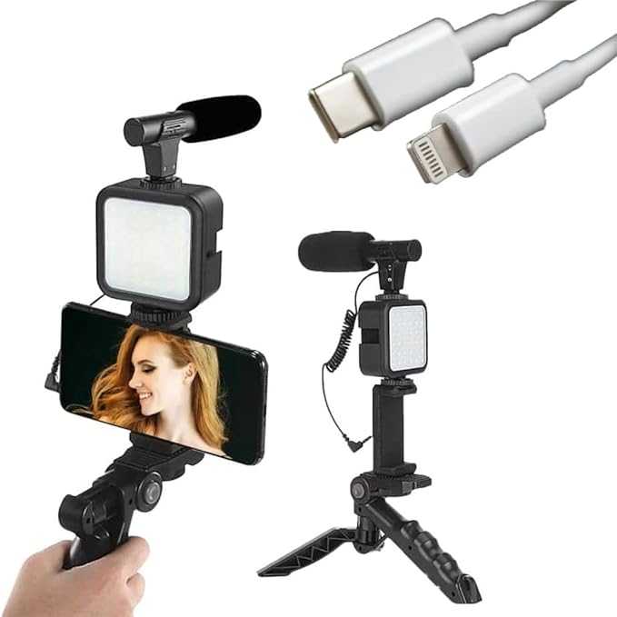 Handy Vlogging Kit – All-in-One Video Making Set with Mic, LED Light & Remote Control - Image 2