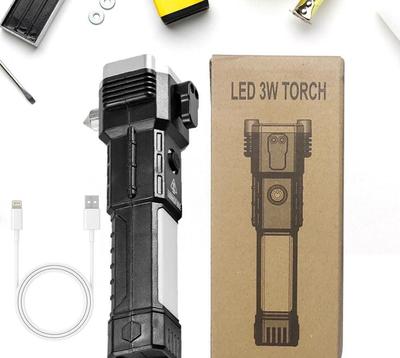 Rechargeable LED Torch – Black ABS Body with Aluminum Head | Powerful Portable Flashlight - Image 3