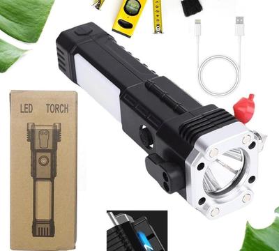 Rechargeable LED Torch – Black ABS Body with Aluminum Head | Powerful Portable Flashlight - Image 4