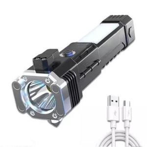 Rechargeable LED Torch – Black ABS Body with Aluminum Head | Powerful Portable Flashlight