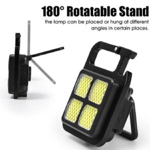 Rechargeable Flashlight Black ABS with 180° Adjustable Stand – Portable LED Camping & Emergency Light