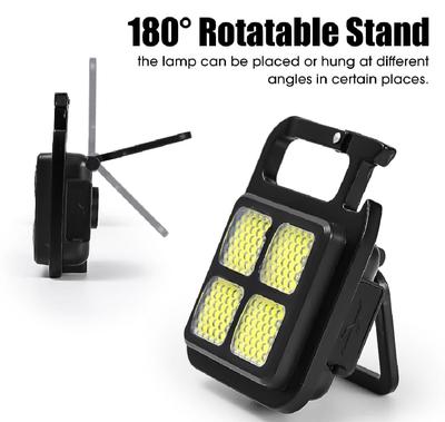 Rechargeable Flashlight Black ABS with 180° Adjustable Stand – Portable LED Camping & Emergency Light