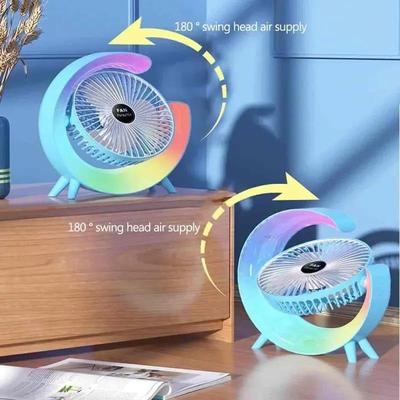 RGB Desktop Fan with 180° Swing Head – Lightweight ABS Plastic Portable Cooling Fan - Image 4