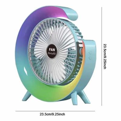 RGB Desktop Fan with 180° Swing Head – Lightweight ABS Plastic Portable Cooling Fan - Image 3