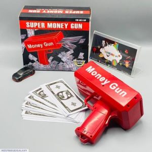 Super Money Gun Red Toy for Kids & Adults | Battery Operated Money Shooting Gun | Party & Wedding Fun Toy