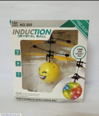 Emoji Flying Ball Yellow Plastic Toy with USB Cable | Interactive Hand-Controlled Flying Ball Toy for Kids - Image 3