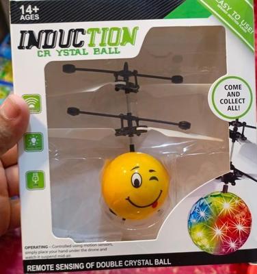 Emoji Flying Ball Yellow Plastic Toy with USB Cable | Interactive Hand-Controlled Flying Ball Toy for Kids - Image 5