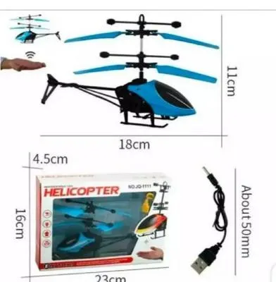 Sensor-Controlled Helicopter Toy for Kids 1-12 Years | Hand Gesture Flying Helicopter with LED Lights | Rechargeable Indoor Drone Toy | Black & Blue - Image 2