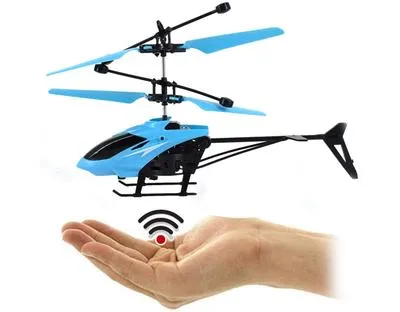 Sensor-Controlled Helicopter Toy for Kids 1-12 Years | Hand Gesture Flying Helicopter with LED Lights | Rechargeable Indoor Drone Toy | Black & Blue - Image 3