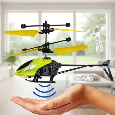 Sensor-Controlled Helicopter Toy for Kids 1-12 Years | Hand Gesture Flying Helicopter with LED Lights | Rechargeable Indoor Drone Toy | Black & Blue - Image 5