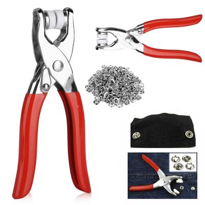 Stainless Steel Tich Button Tool with 50 Snaps – Red Handle Snap Fastener Pliers Kit - Image 2