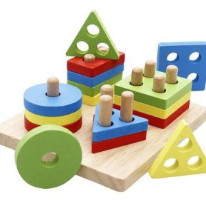 Wooden Shapes Sorter Toy for Kids Educational Learning Puzzle Montessori Shape Matching Toy