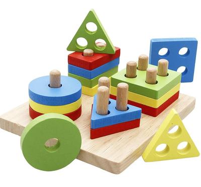 Wooden Shapes Sorter Toy for Kids Educational Learning Puzzle Montessori Shape Matching Toy
