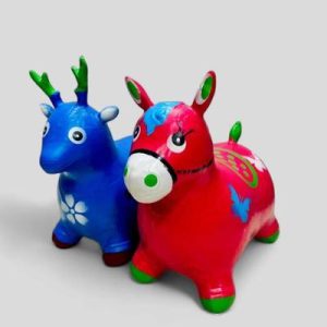 Electric Jumping Horse Toy for Kids – Blue & Red Battery Operated Riding Horse