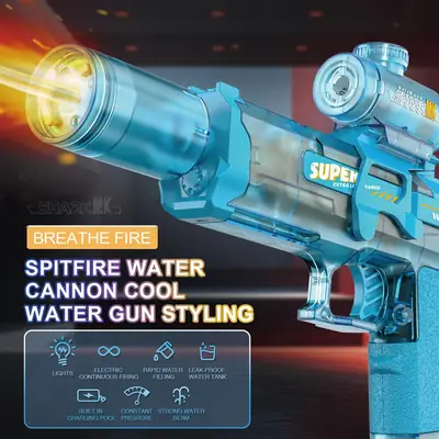 Electric Water Gun with LED Light Black Blue | Rechargeable Water Blaster for Kids & Adults - Image 4