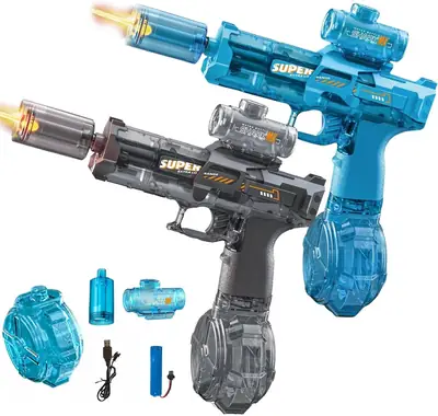 Electric Water Gun with LED Light Black Blue | Rechargeable Water Blaster for Kids & Adults - Image 7