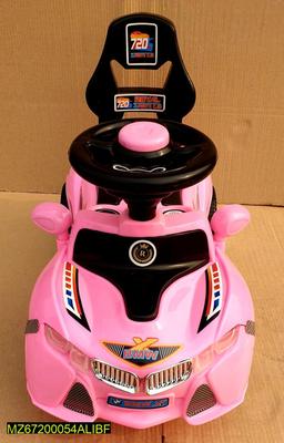 Pink ABS Plastic Kids Car with Royal Themed Design | Kids Ride-On Toy Car - Image 2