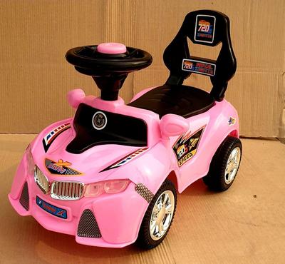 Pink ABS Plastic Kids Car with Royal Themed Design | Kids Ride-On Toy Car - Image 3