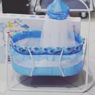 Blue Floral Castle Baby Swing with Mosquito Net | Pink & Blue Baby Hanging Swing - Image 2