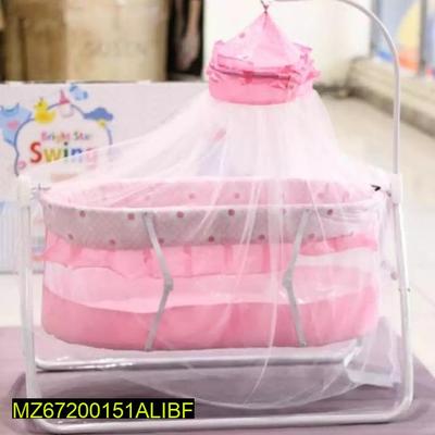 Blue Floral Castle Baby Swing with Mosquito Net | Pink & Blue Baby Hanging Swing - Image 3