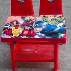 Marvel Themed Kids Study Table Set with 2 Chairs & 1 Table Children's Learning Furniture