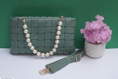 Green Braided PU Leather Handbag for Women – Elegant Ladies Shoulder Tote Bag for Office & Daily Use in Pakistan - Image 3