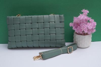 Green Braided PU Leather Handbag for Women – Elegant Ladies Shoulder Tote Bag for Office & Daily Use in Pakistan - Image 4