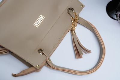 Beige PU Leather Handbag with Tassel & Wallet – Elegant Women's Designer Tote Bag for Office & Daily Use in Pakistan - Image 4