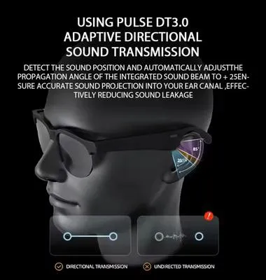 Intelligent Bluetooth Glasses Black – Long Range Wireless Audio Gaming Smart Glasses - Image 3